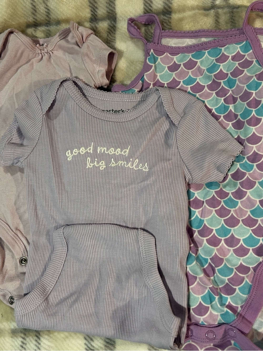 Carter's Lilac Ribbed Baby Bodysuit with Mermaid Print Tank